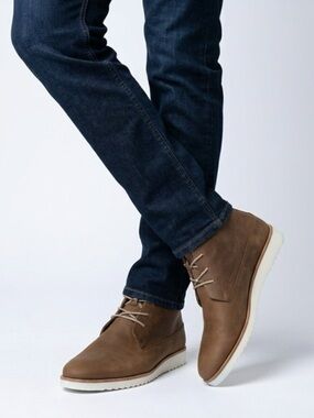 Nisolo Brown Suede Chukka Boot with Cream Sole Mens